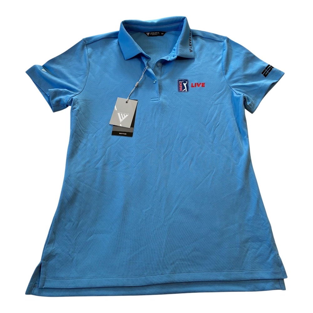 Levelwear Women's PGA Live ESPN+ Blue Rhythm Polo Golf Shirt Top